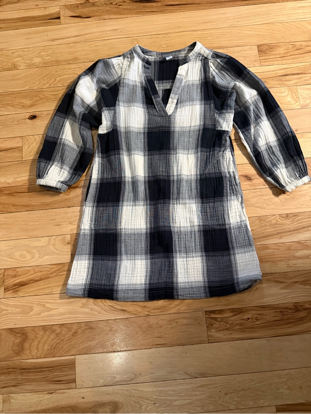 Old Navy Muslin Navy and White Plaid Mini Dress